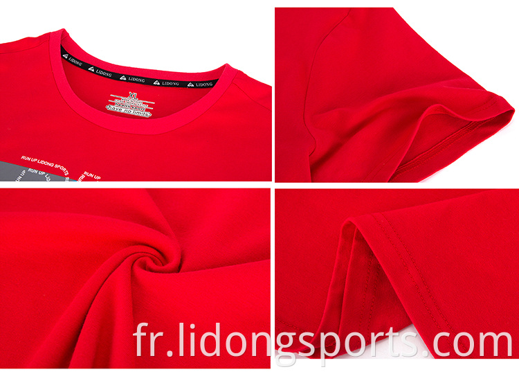 Impression de logo personnalisée Polyester Spandex Spandex Mens T-shirt Sport Athletic Sport